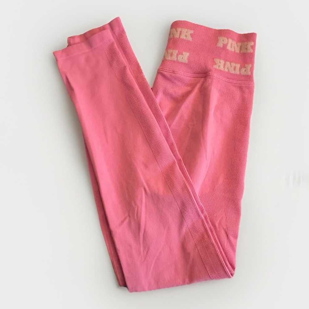 Victoria's Secret Barbie Pink Seamless Logo High Waist Legging Ribbed Large